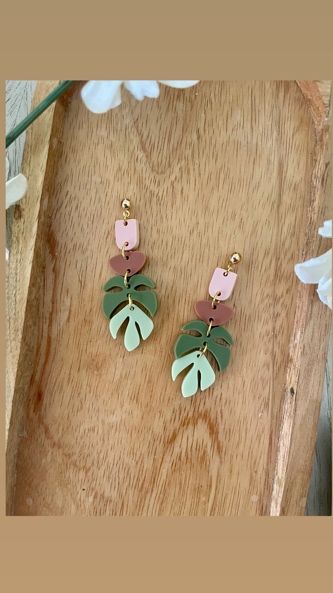 Acrylic Monstera Dangles