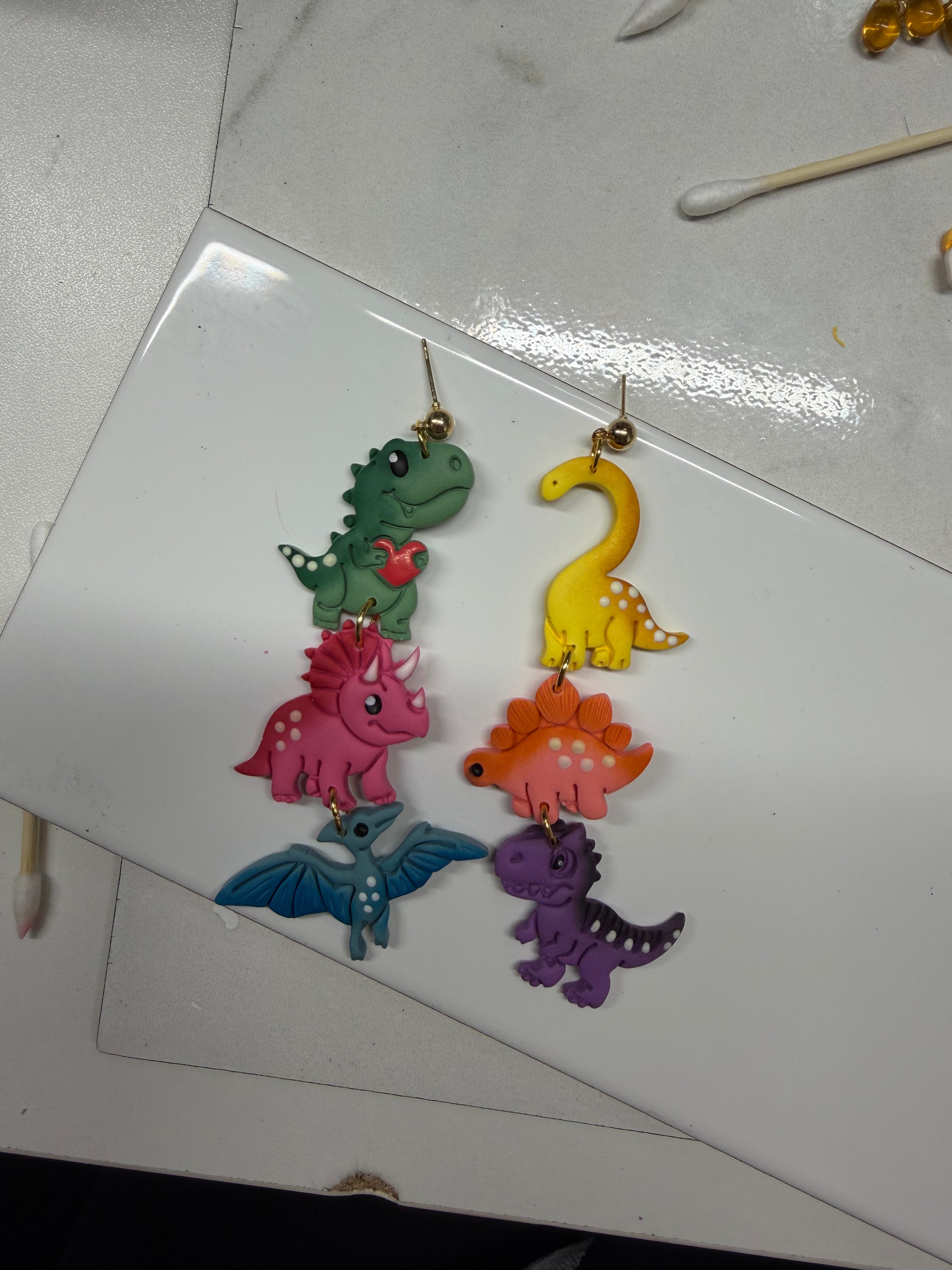 Trio Dinosaur Dangles- MADE TO ORDER
