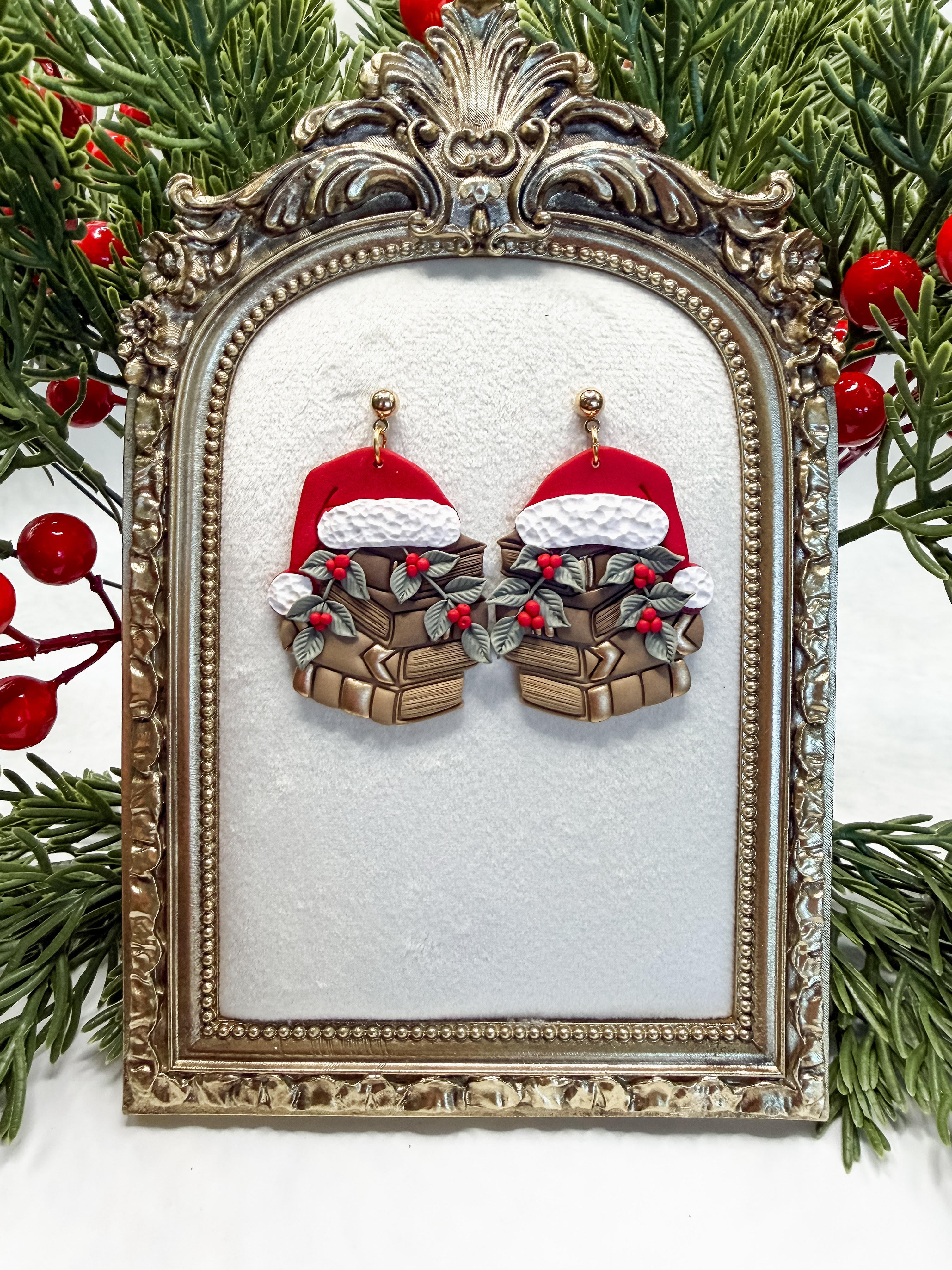 Santa Hat Book Stacks