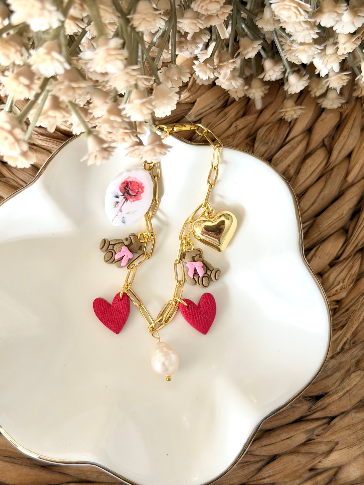 Valentine’s Day Charm Bracelet (Double Teddy)