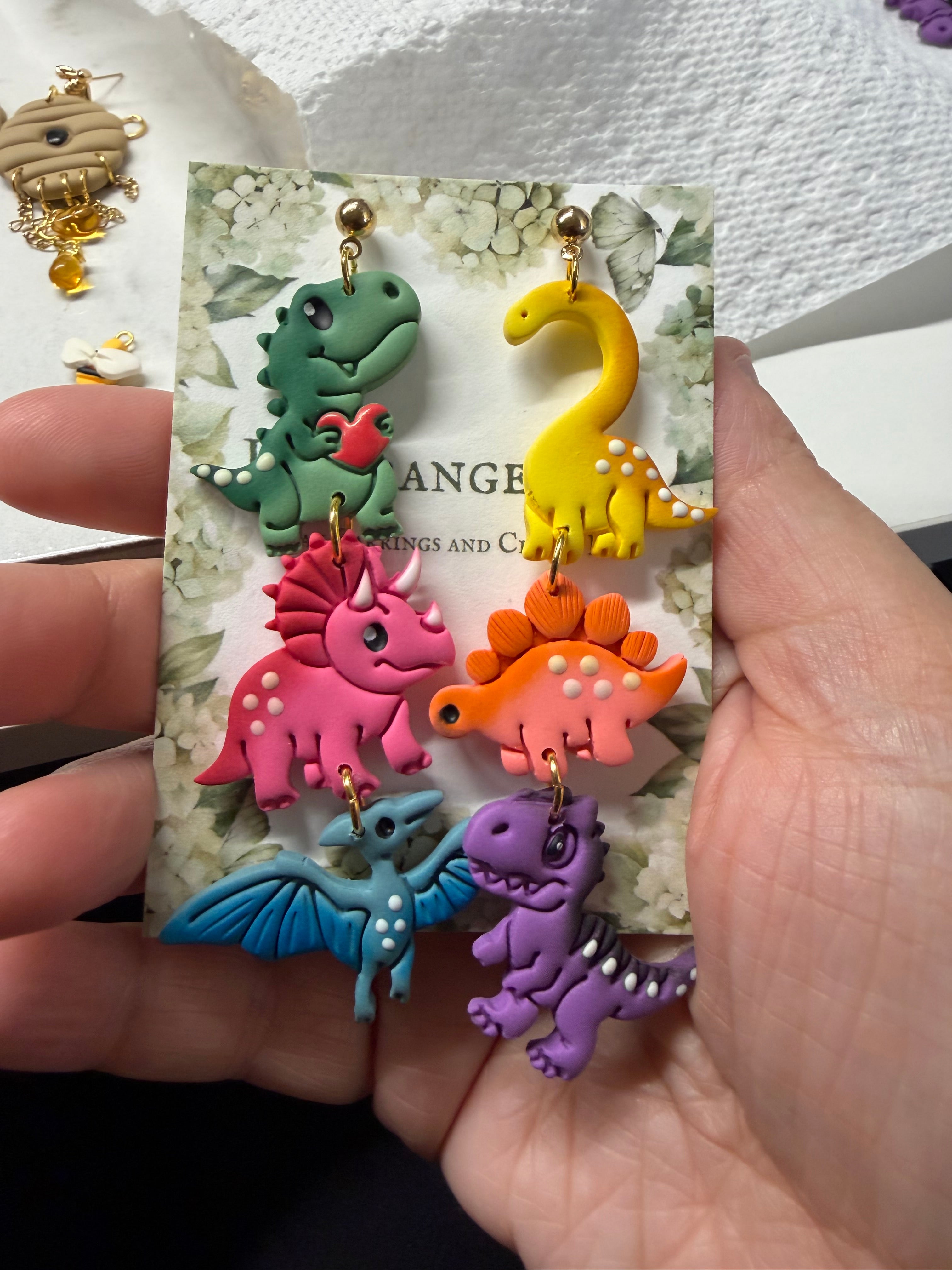 Trio Dinosaur Dangles- MADE TO ORDER