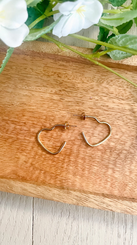 Gold Filled Heart Hoops