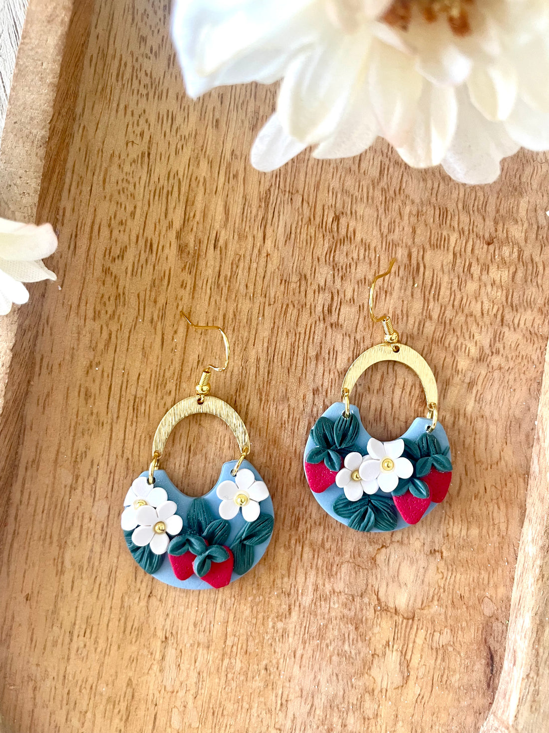 Floral Strawberry Dangles