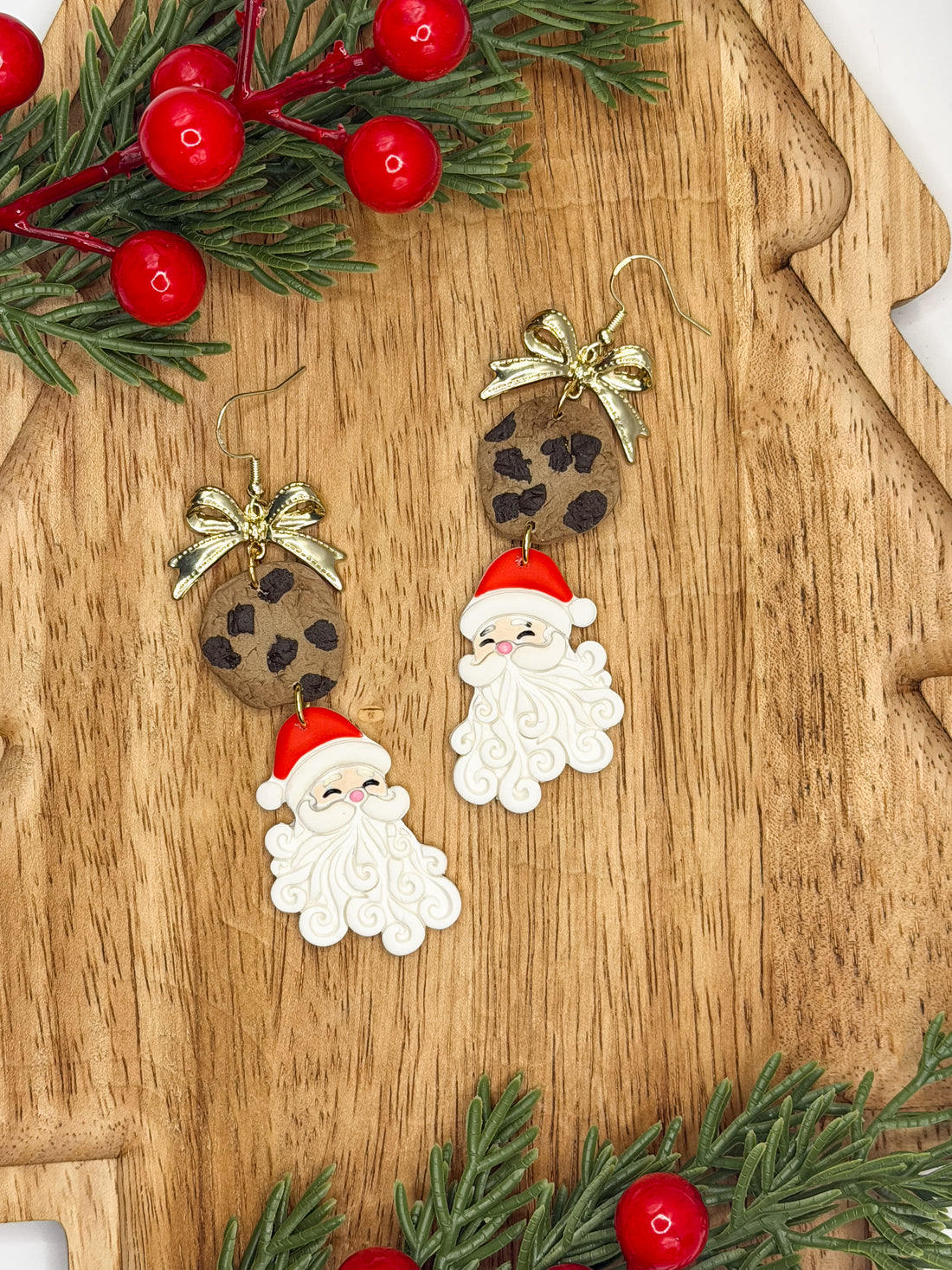 Santa, Cookie, and Bow Dangles