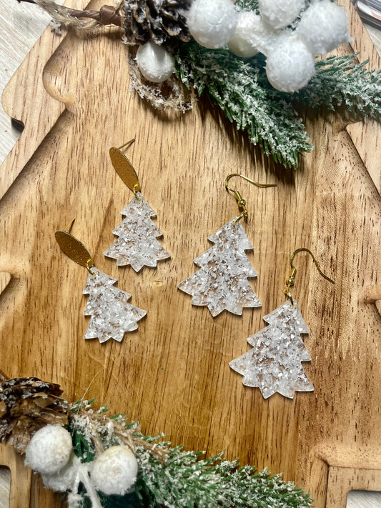 White Sparkle Tree Dangles