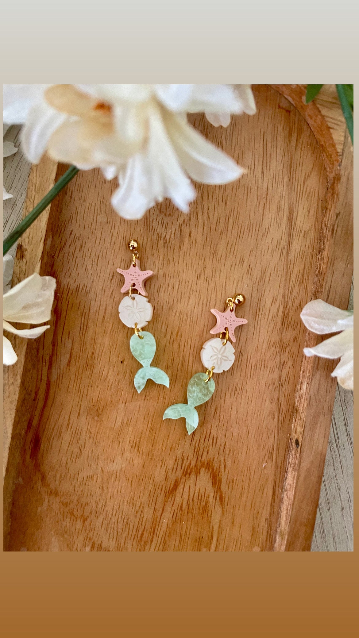 Acrylic Mermaid Dangles- Green