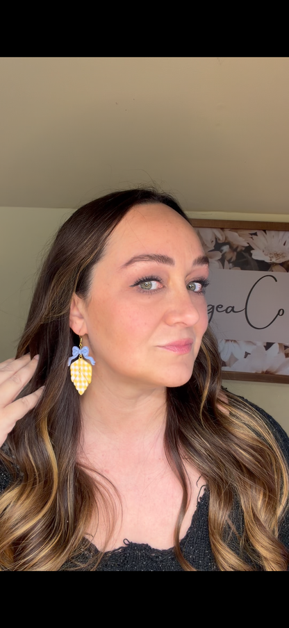 Gingham Leaf Dangles