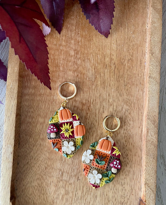Autumn Patchwork Dangles- Made To Order
