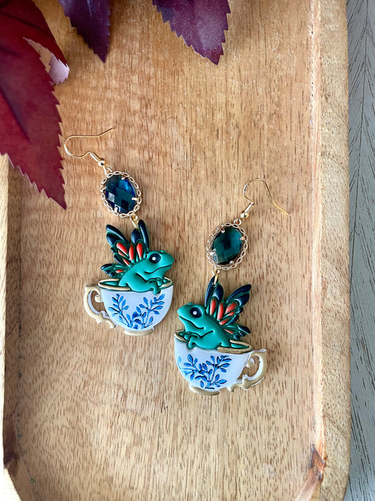 Teacup Frog Dangles- Made To Order