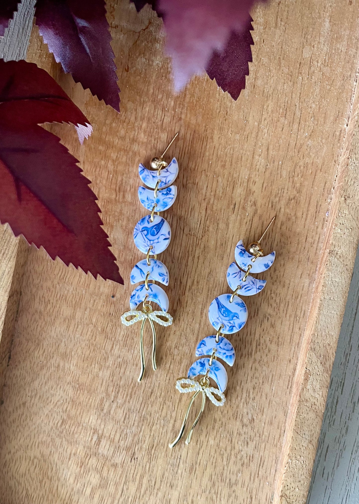 Chinoiserie Moon Phase Dangles- Made To Order
