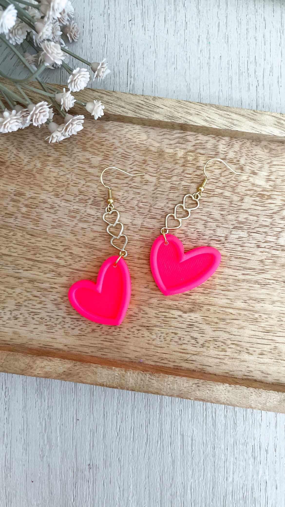 Hot Pink Heart Dangles