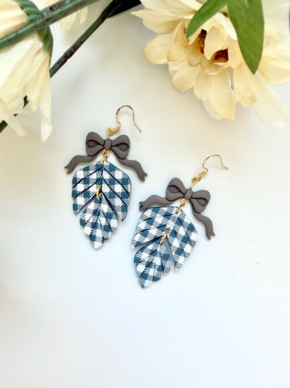 Gloomy Gingham Leaf Dangles