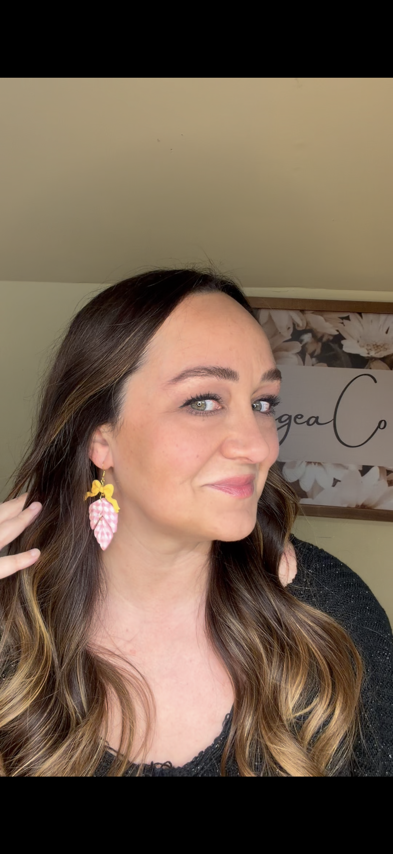 Gingham Leaf Dangles
