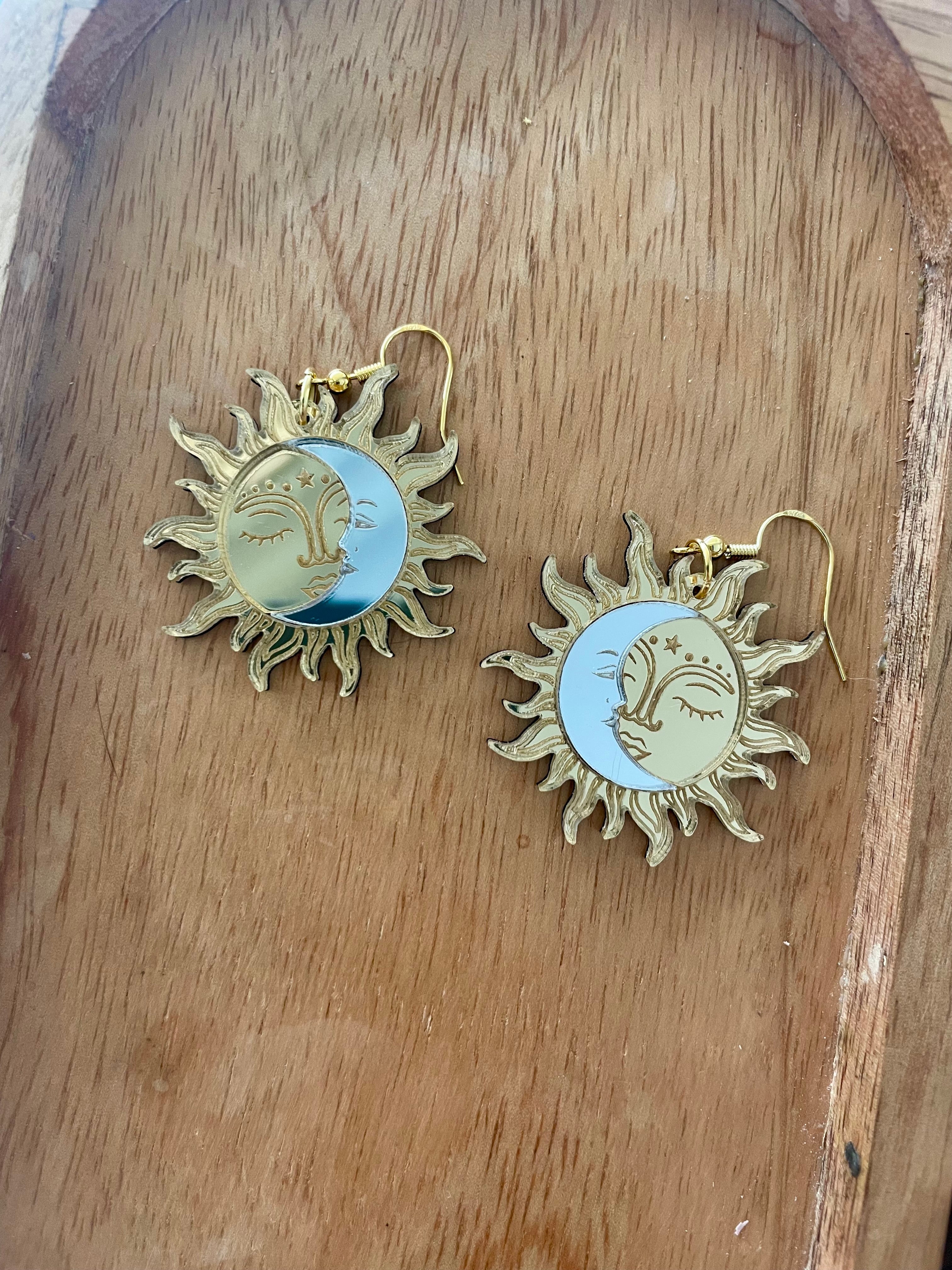 Acrylic Sun and Moon Dangles