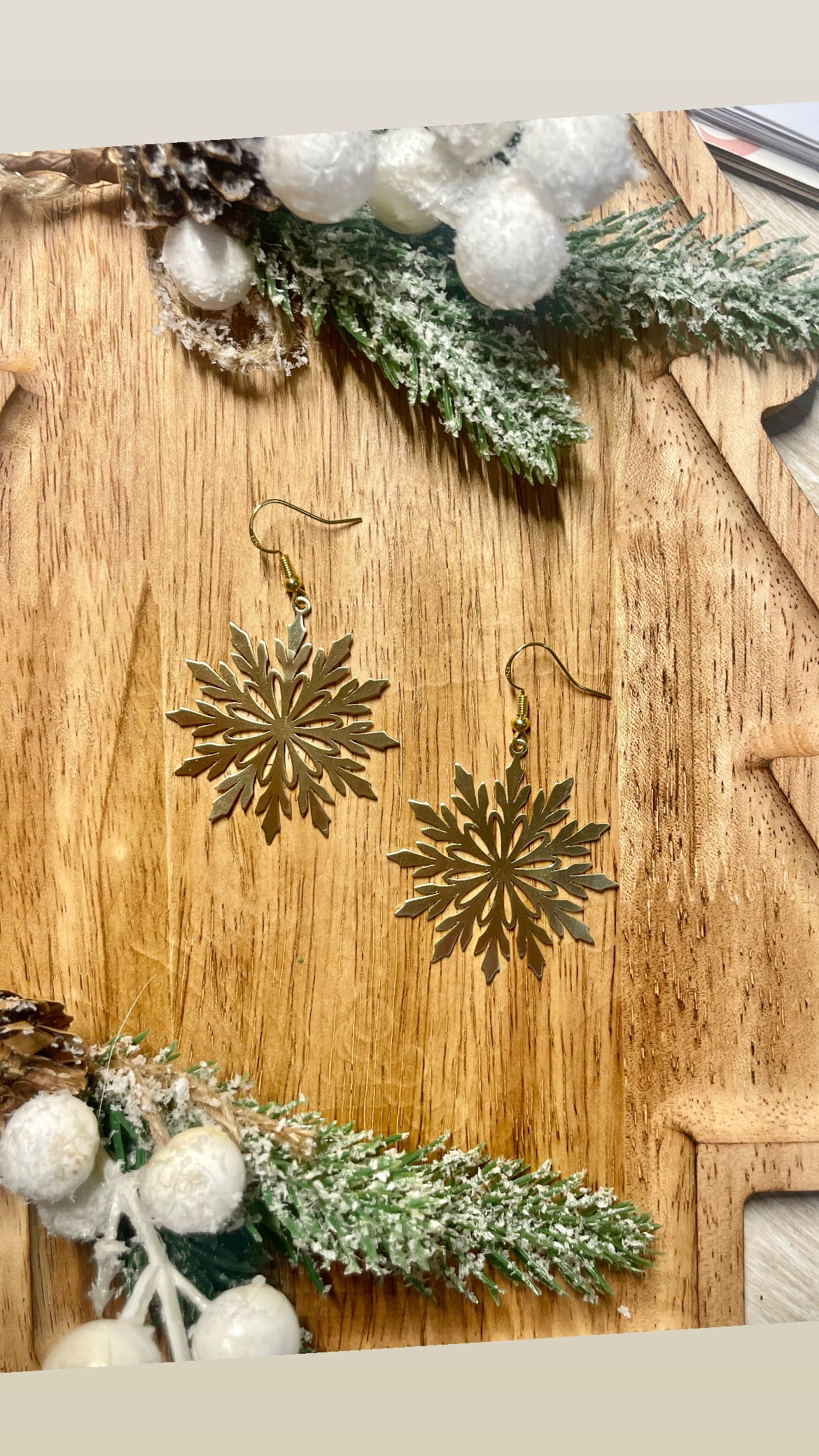 Gold Snowflake Dangles