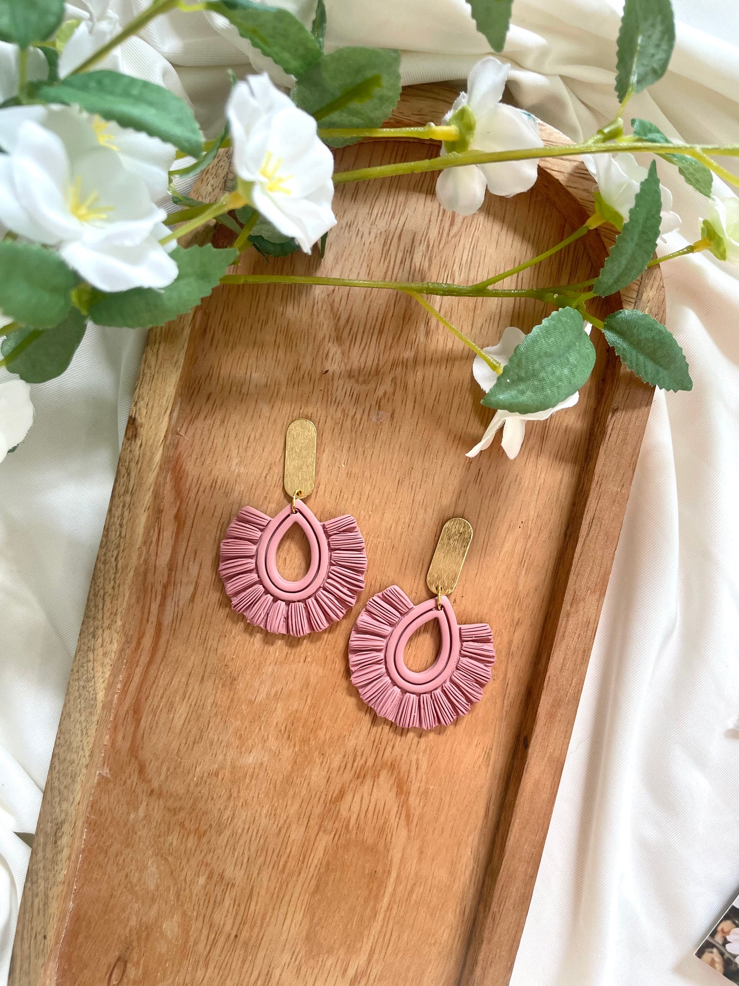 Pink Macrame Look Dangles