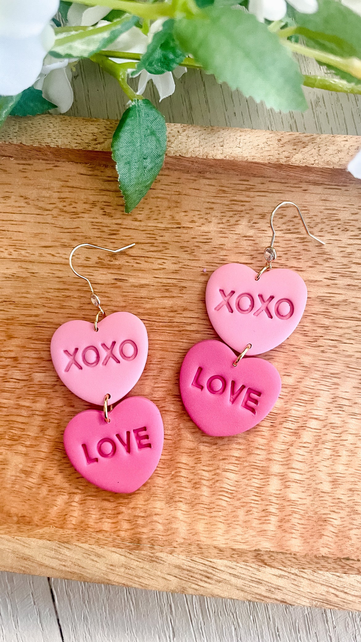 Double Pink Heart Dangles