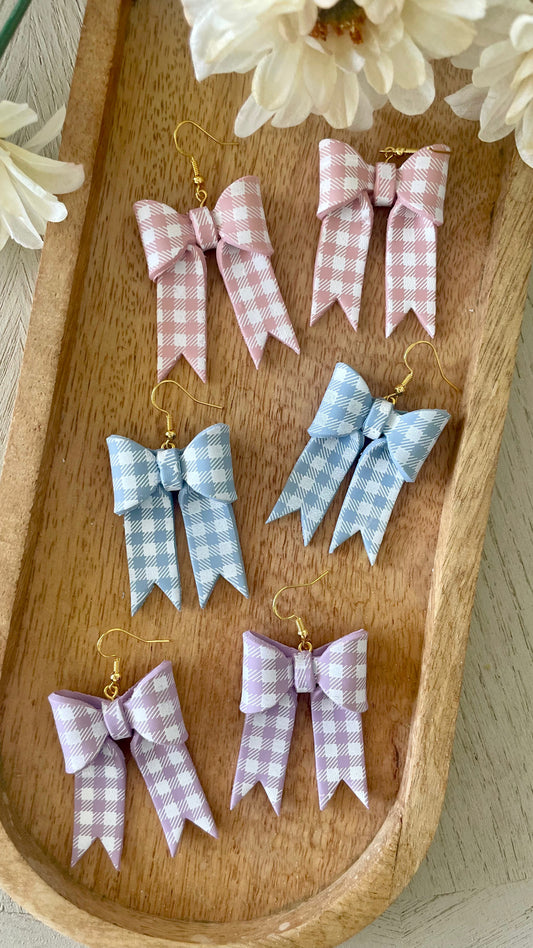 Gingham Bow Dangles