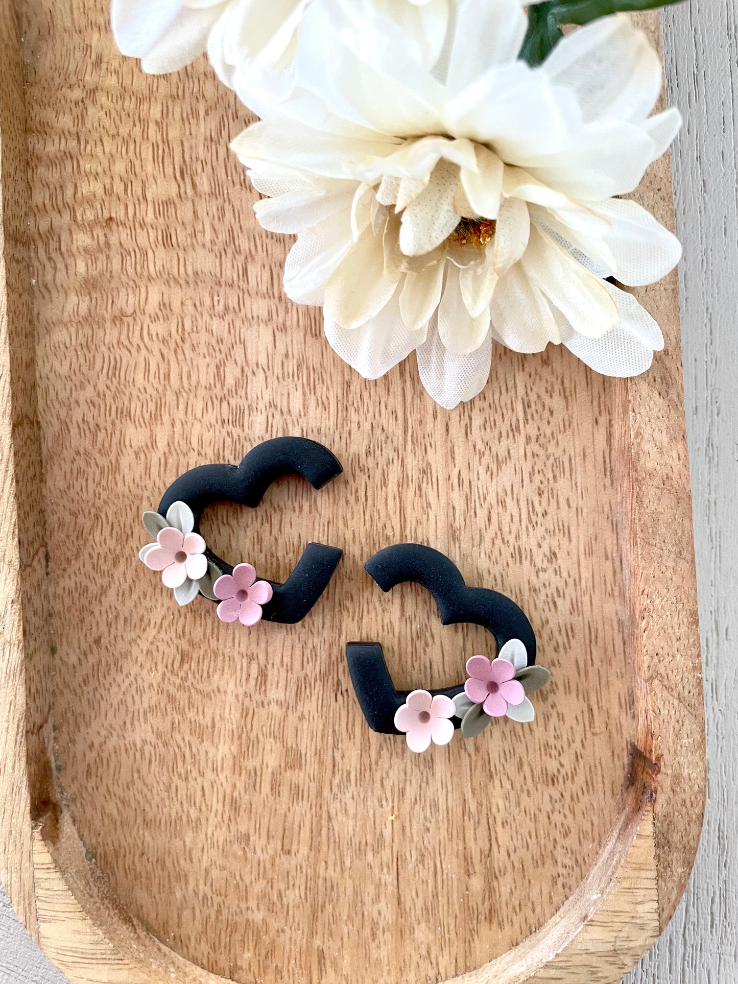 Floral Heart Hoops