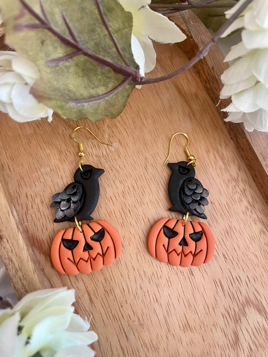 Jack O’Lantern Raven Dangles