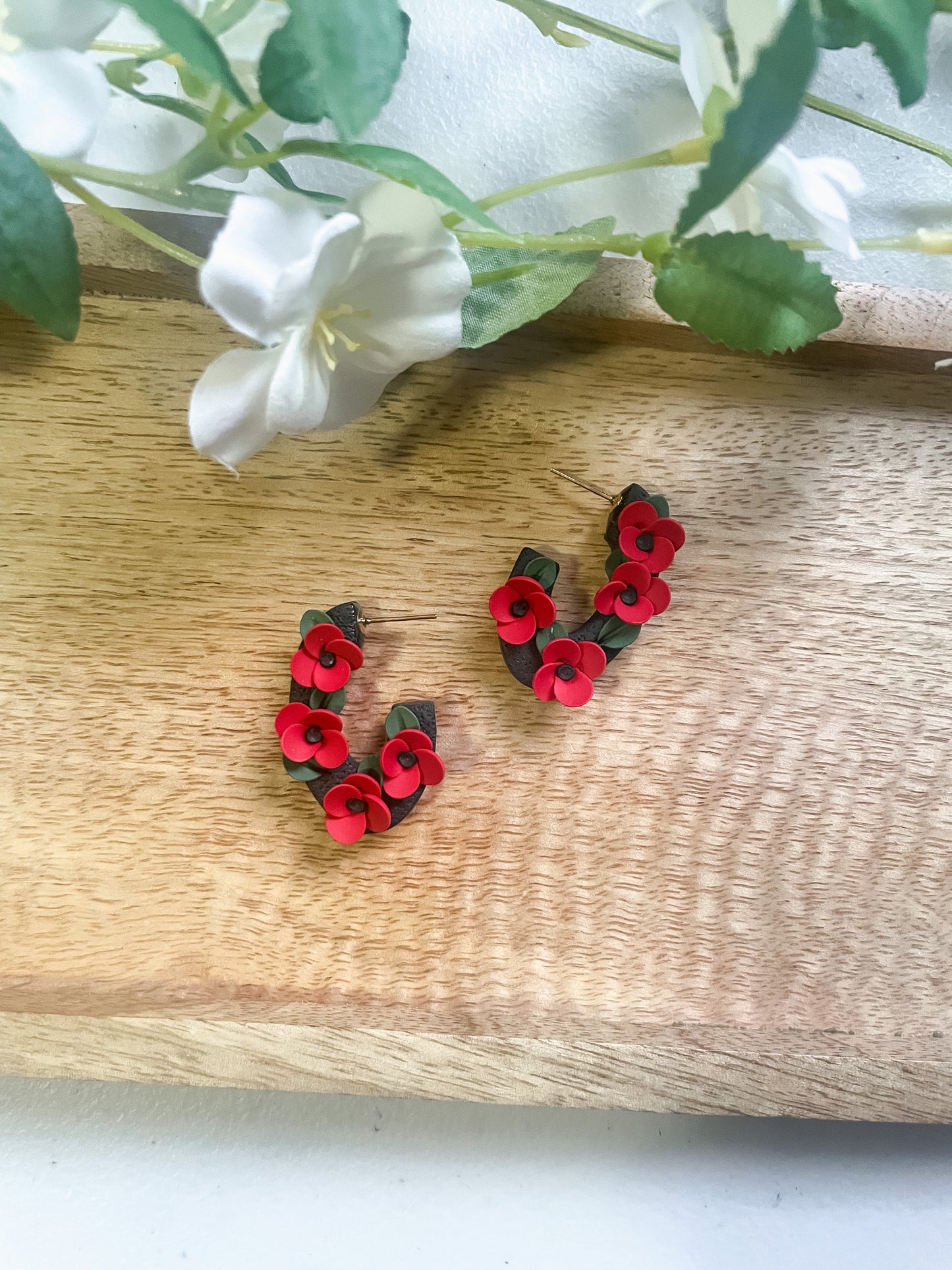 Red Poppy Hoops