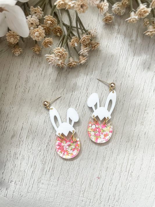 Acrylic Glitter Bunny Dangles