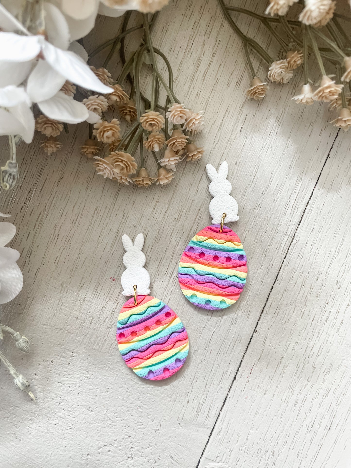 Rainbow Egg and Bunny Dangles