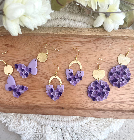 Purple Multi Flower Dangle Collection